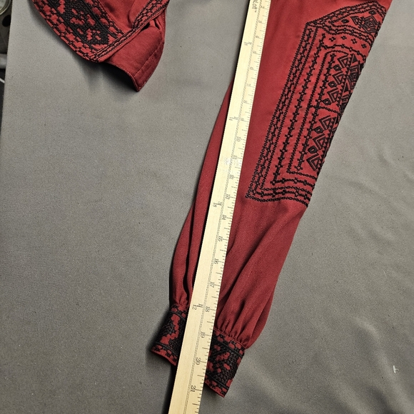 Stetson Western Shirt Womens Long Sleeve V-neck Blouse Red Wine 11-57-565-1024wi - Picture 8 of 9